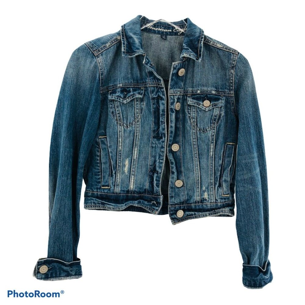 American Eagle Denim Jeans Jacket Flap Pockets - Picture 1 of 11